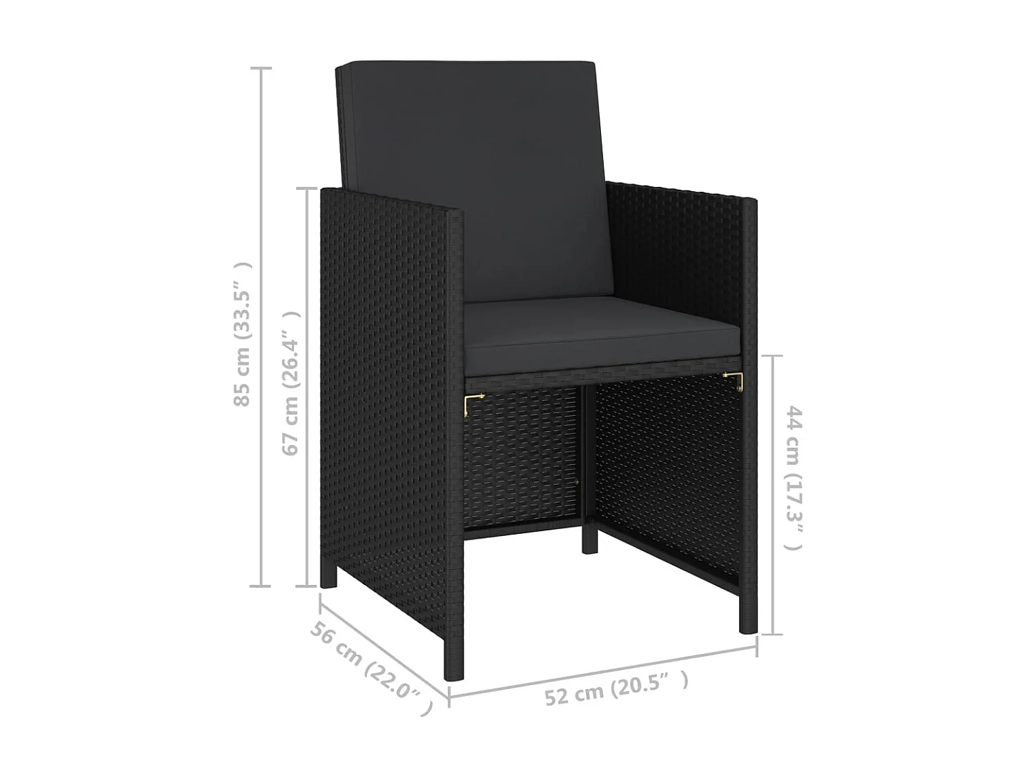 Sylara  Set comedor de jardín 6 piezas y cojines ratán sintético negro