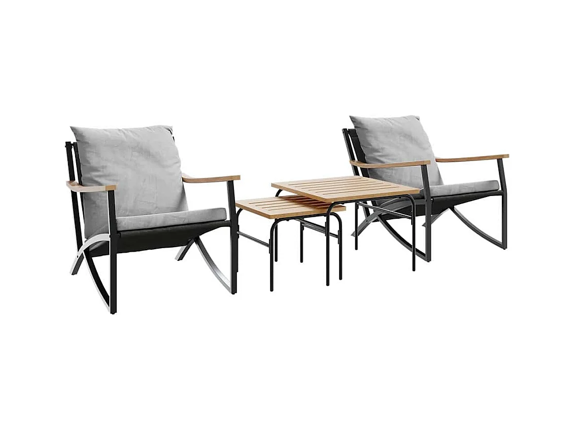 Nathan James  4-delige Balkonset met kussens staal zwart