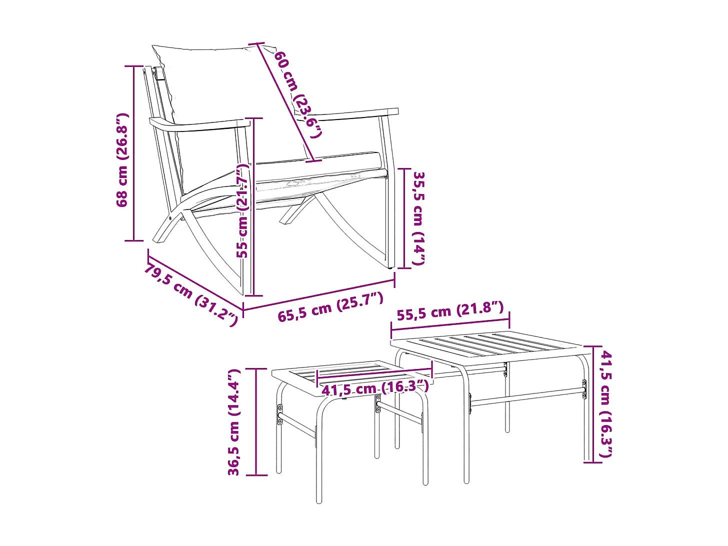 Nathan James  4-delige Balkonset met kussens staal zwart