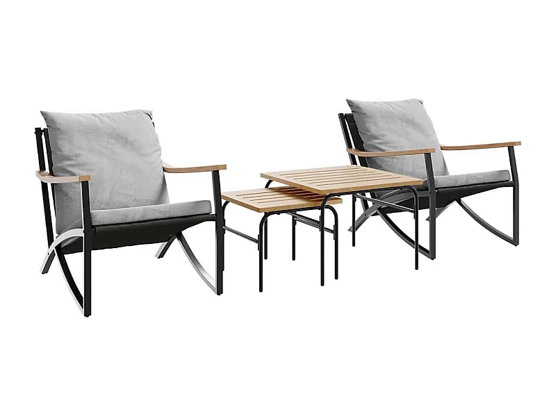 Nathan James  Ensemble de meubles de balcon 4 pcs avec coussins acier noir