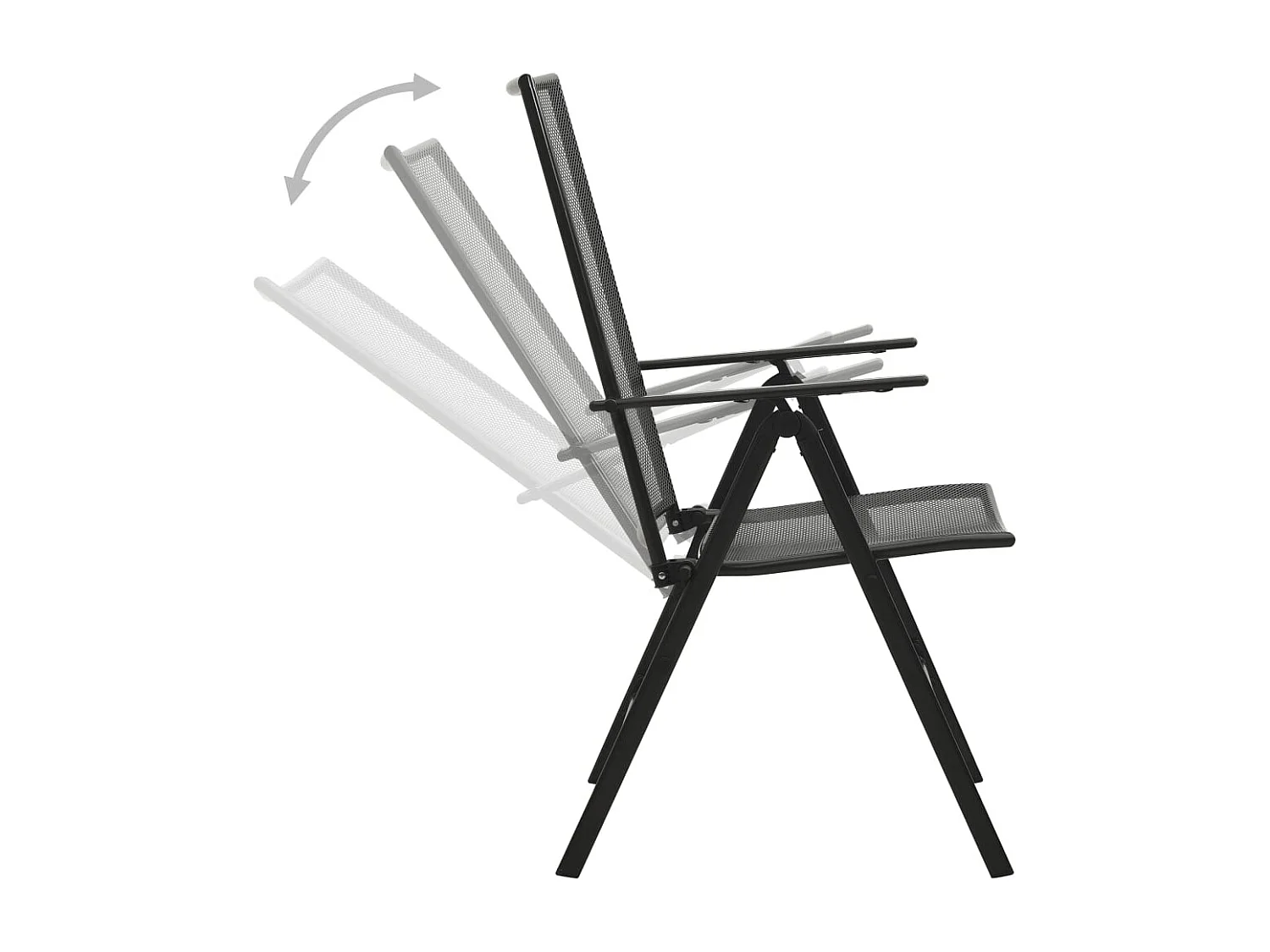 Bollène  Set de sillas jardín reclinables 5 piezas acero antracita