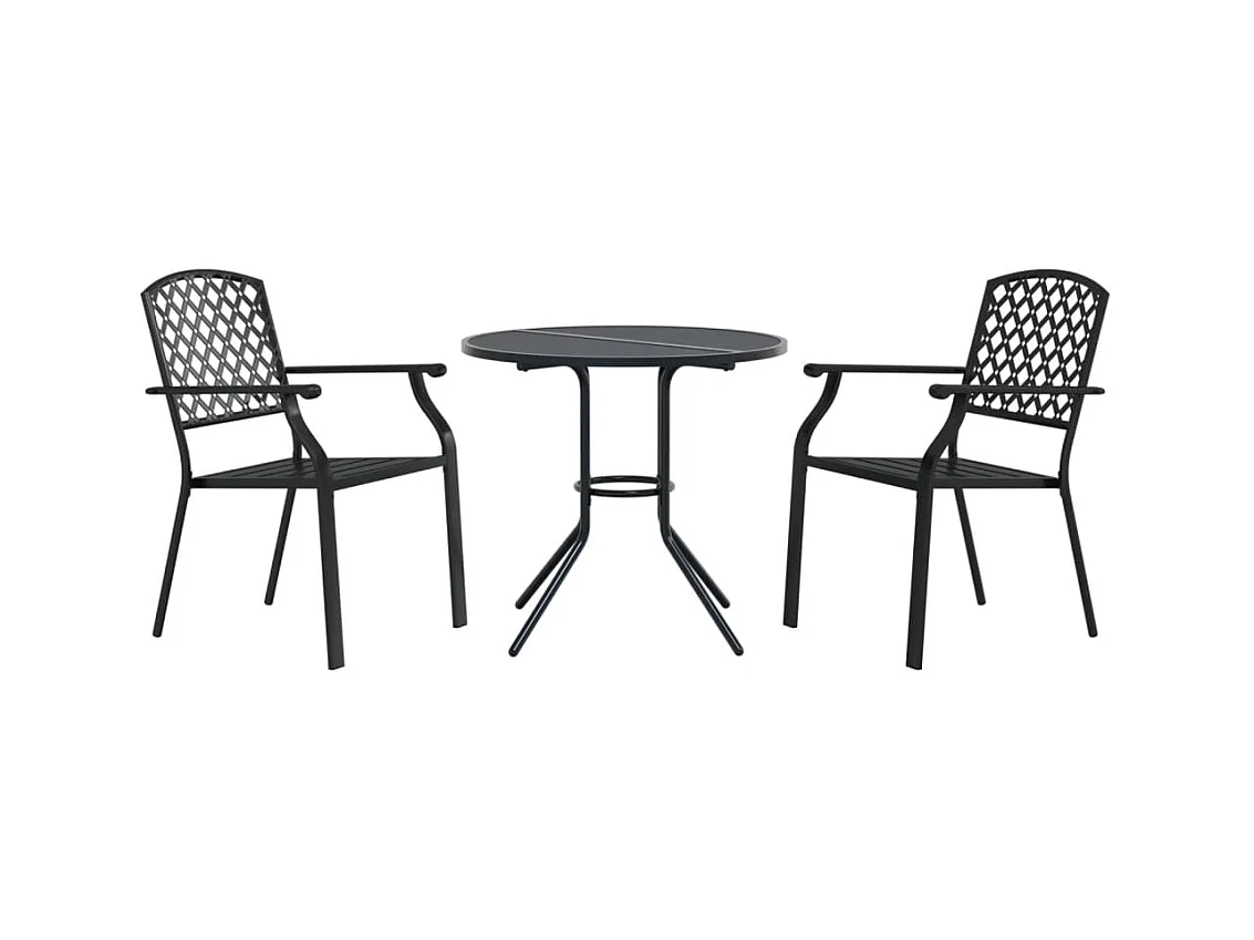 Yero  Ensemble de chaises de jardin empilables 3 pcs anthracite