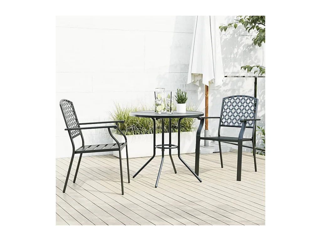 Yero  Ensemble de chaises de jardin empilables 3 pcs anthracite