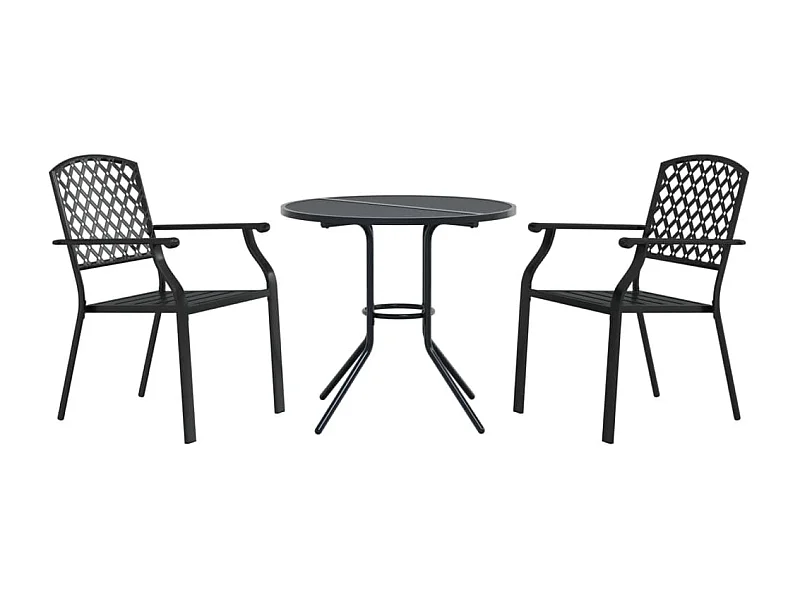 Yero  3-delige Tuinset stapelbaar gepoedercoat staal antracietkleur