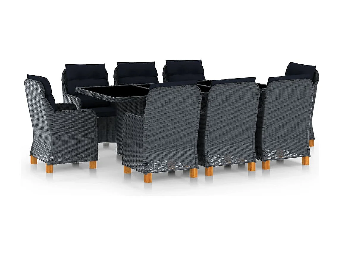 Horsham  9-delige Tuinset met kussens poly rattan donkergrijs