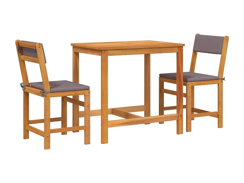 Fjalka  Ensemble de balcon avec coussins 3 pcs bois massif d'acacia