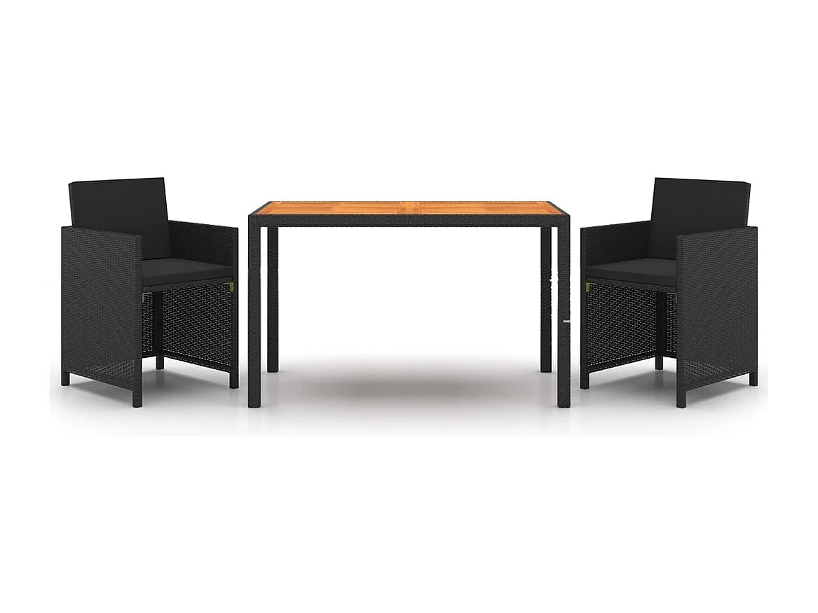 Prolenta Premium -  3-delige Tuinset met kussens poly rattan zwart