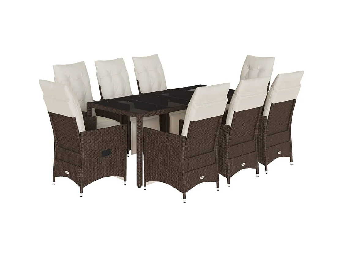 Jesse Blake  9-delige Tuinset met kussens poly rattan bruin