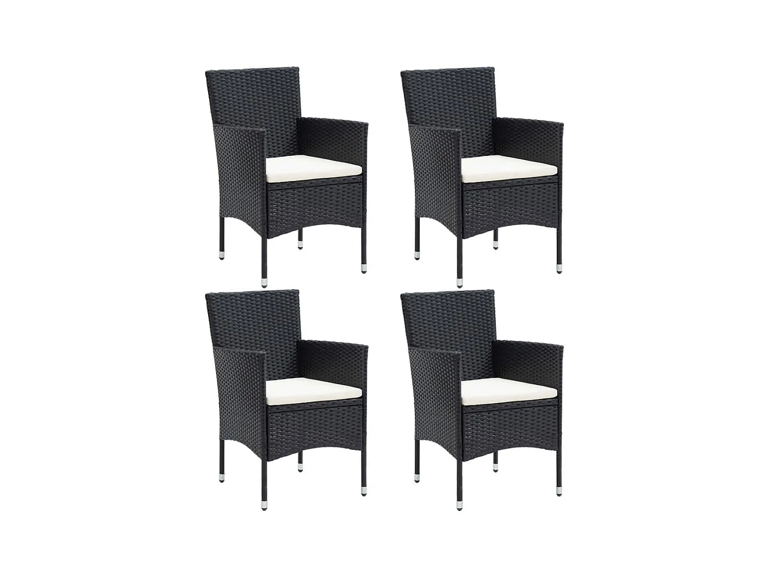 Kelly  Ensemble à dîner de jardin avec coussins 5 pcs poly rotin noir