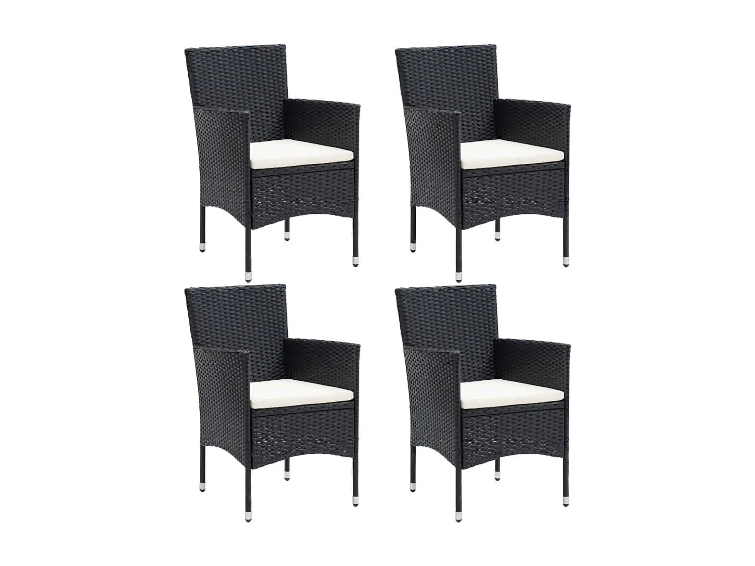 Kelly  Ensemble à dîner de jardin avec coussins 5 pcs poly rotin noir