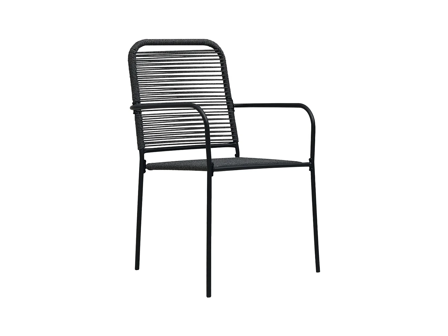 Askainen  Mobilier à dîner d'extérieur 7 pcs Corde en coton et acier Noir