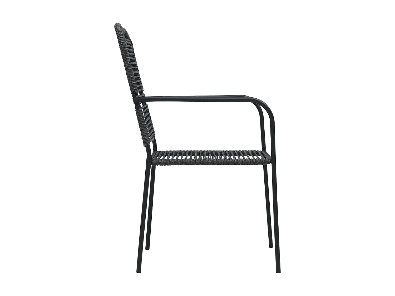 Askainen  Mobilier à dîner d'extérieur 7 pcs Corde en coton et acier Noir