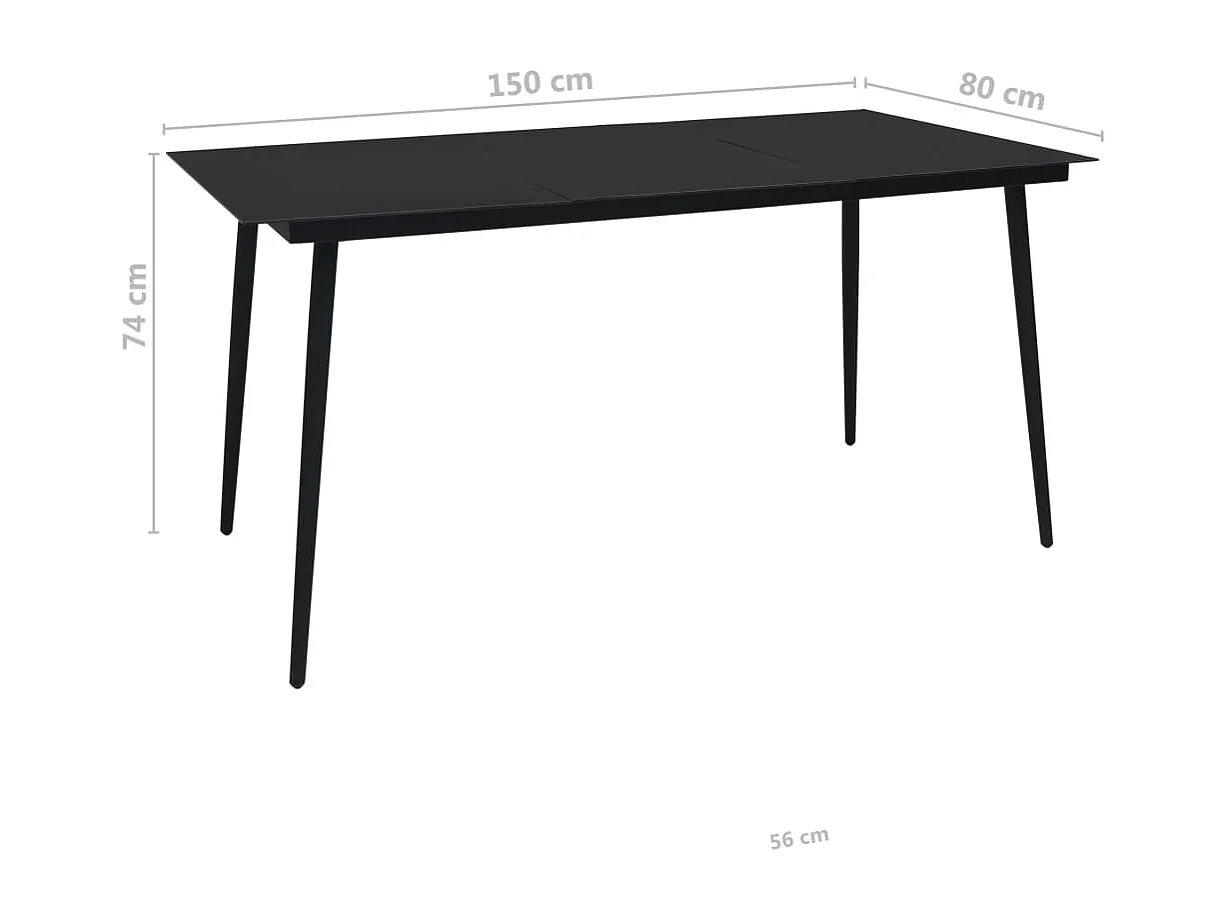Askainen  Set de comedor de jardín 7 pzas cuerda de algodón y acero negro