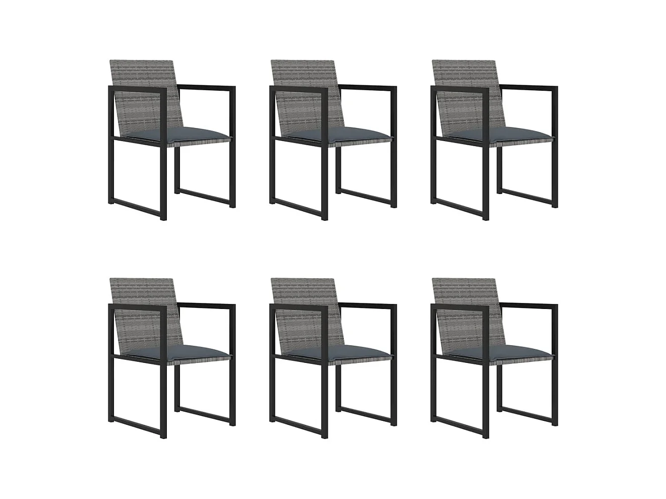 Holly Ann  Salon de jardin 7 pcs avec coussins Résine tressée Gris