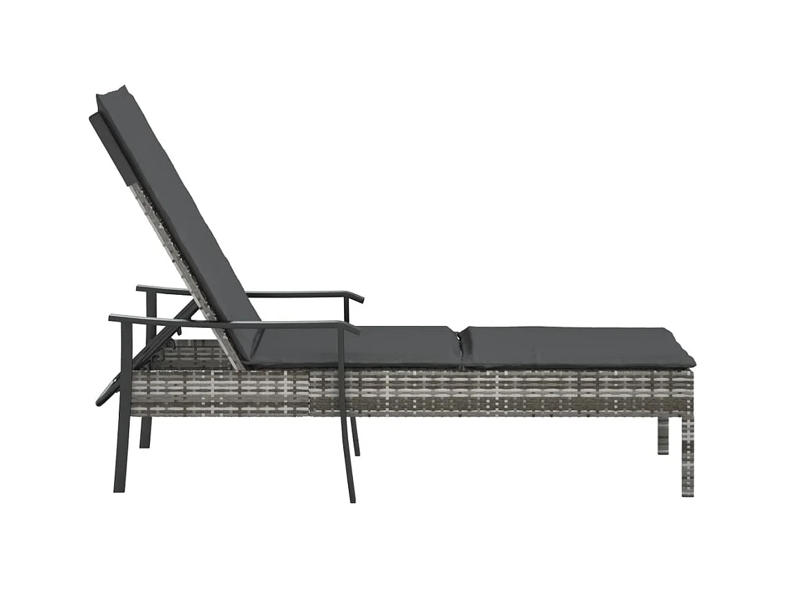 François-Daniel  Ligbed met kussen poly rattan grijs