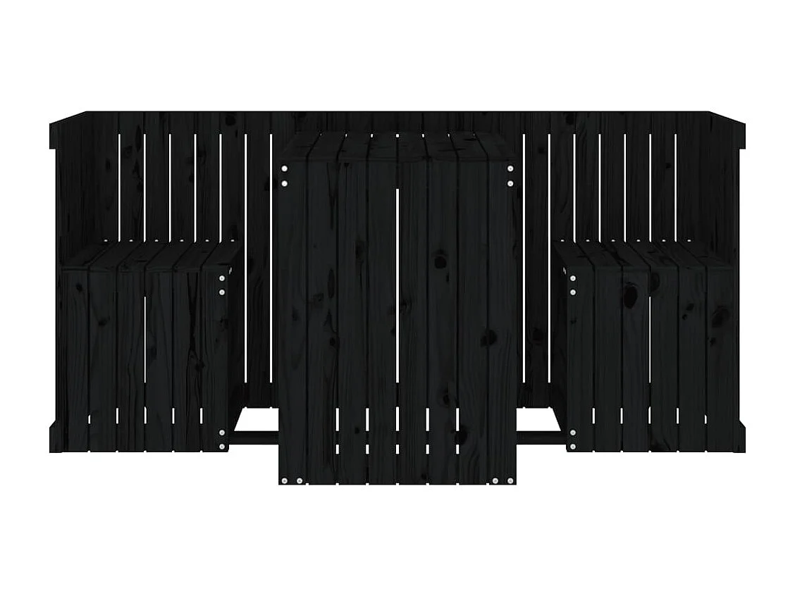 Aidan  Juego de balcón 2 plazas madera maciza de pino negro