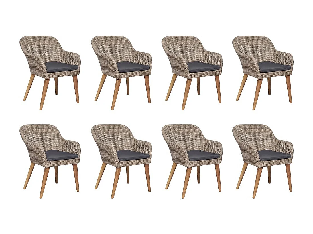 Garden Furniture -  9-delige Tuinset met kussens poly rattan zwart