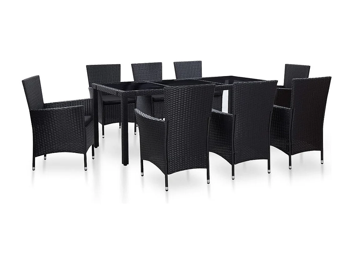 Peylar  Ensemble à dîner d'extérieur 9 pcs Résine tressée Noir