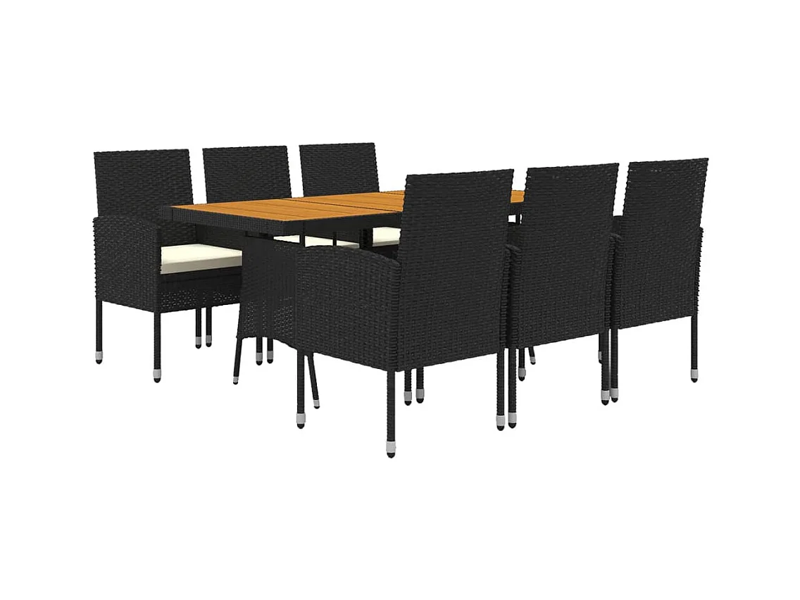 Georgetown  Mobilier à dîner d'extérieur 7 pcs Résine tressée Noir