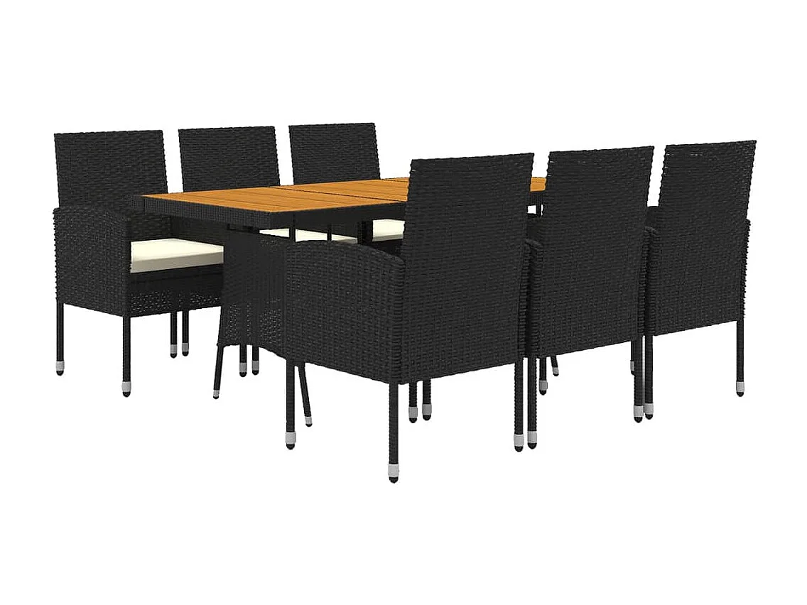 Georgetown  Mobilier à dîner d'extérieur 7 pcs Résine tressée Noir