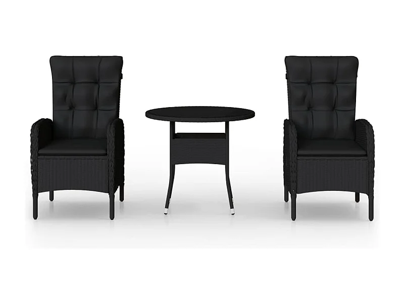 Ortona  Ensemble de bistro de jardin 3 pcs Résine tressée Noir