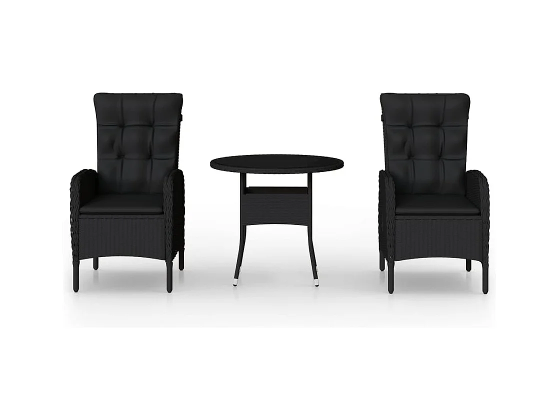 Ortona  Ensemble de bistro de jardin 3 pcs Résine tressée Noir