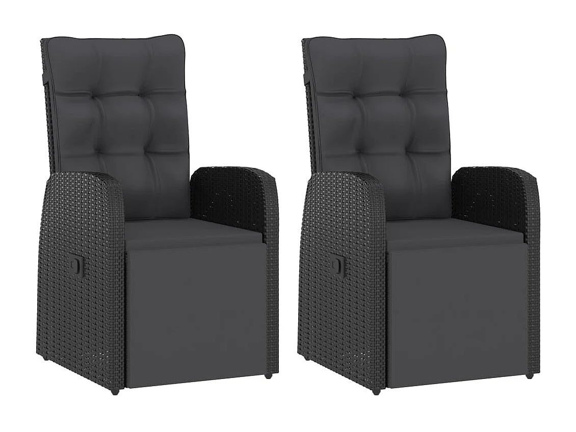 Doulough  Salon de jardin 11 pcs avec coussins résine tressée noir