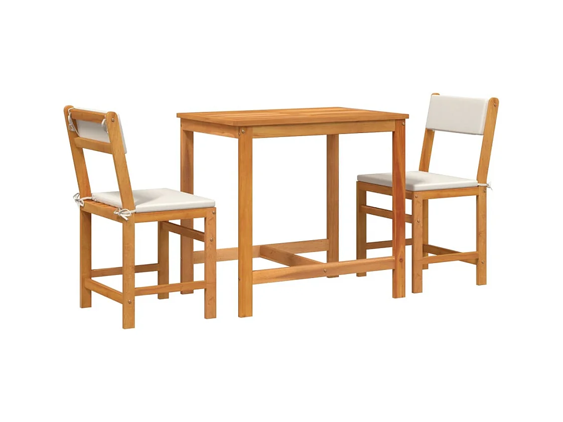 Fjalka  Ensemble de balcon avec coussins 3 pcs bois massif d'acacia