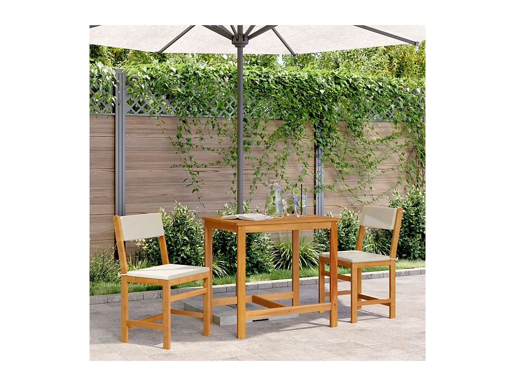 Fjalka  Ensemble de balcon avec coussins 3 pcs bois massif d'acacia