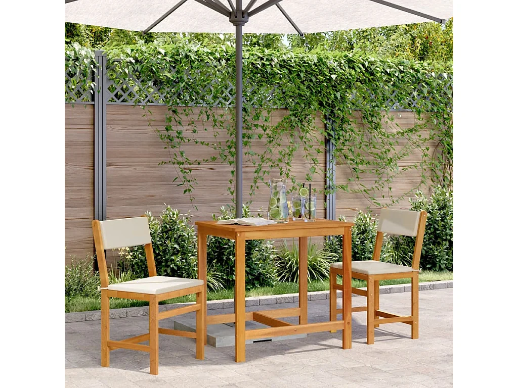 Fjalka  Ensemble de balcon avec coussins 3 pcs bois massif d'acacia