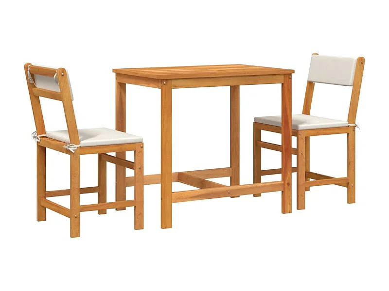Fjalka  Ensemble de balcon avec coussins 3 pcs bois massif d'acacia