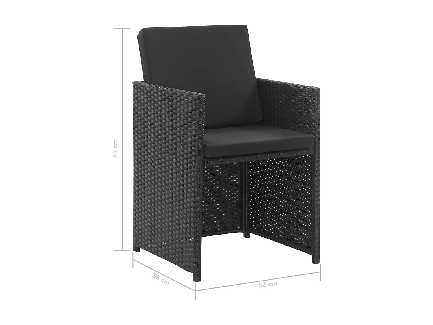 Gunnalv  Salon de jardin 3 pcs avec coussins Résine tressée Noir