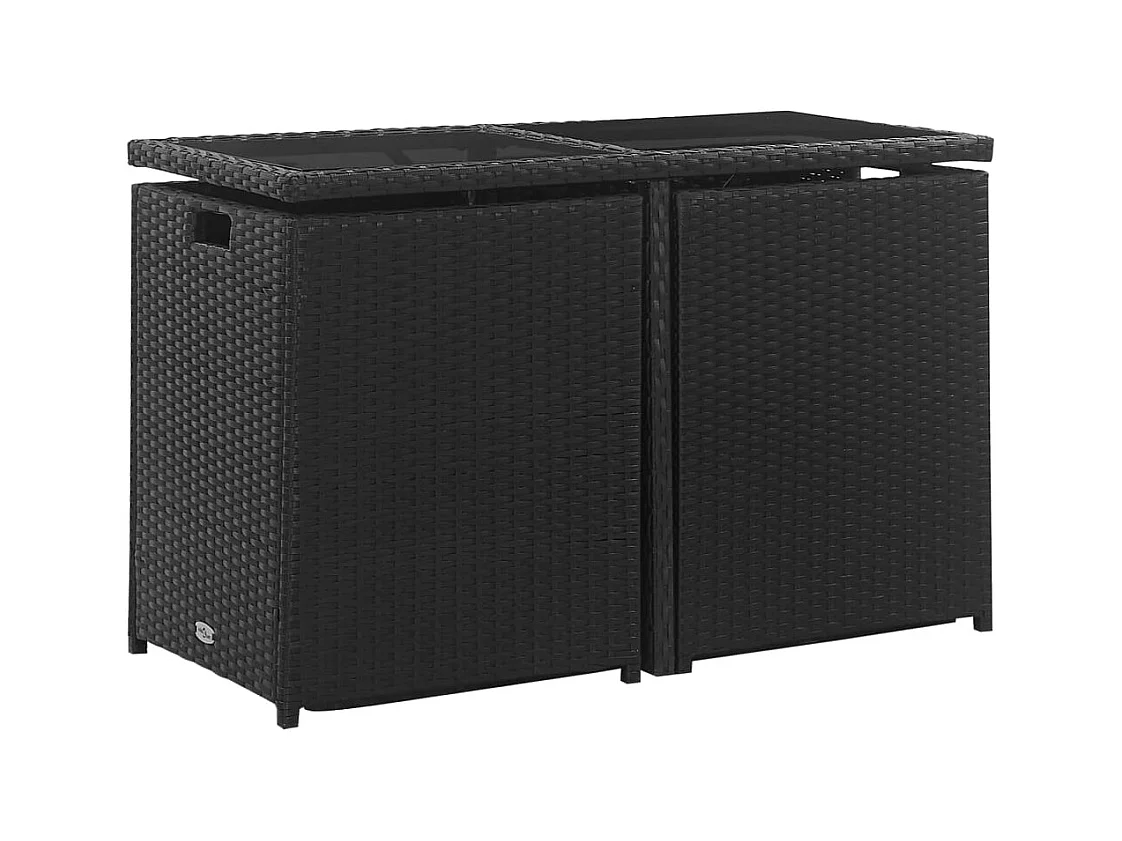 Gunnalv  Set comedor de jardín 3 piezas y cojines ratán sintético negro