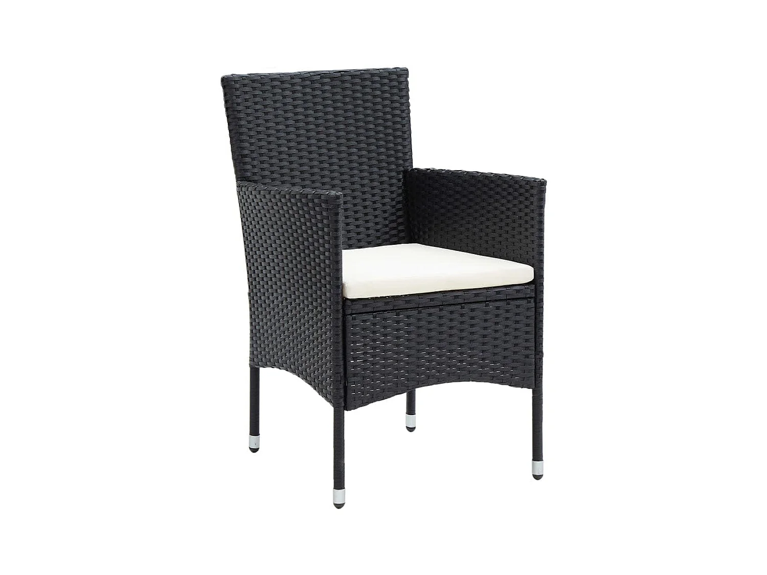 Wausau  Ensemble à dîner de jardin avec coussins 5 pcs poly rotin noir