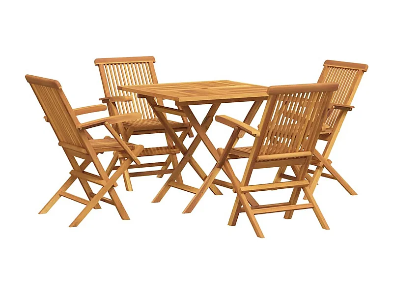 Cymir  Salon de jardin 5 pcs Bois de teck massif