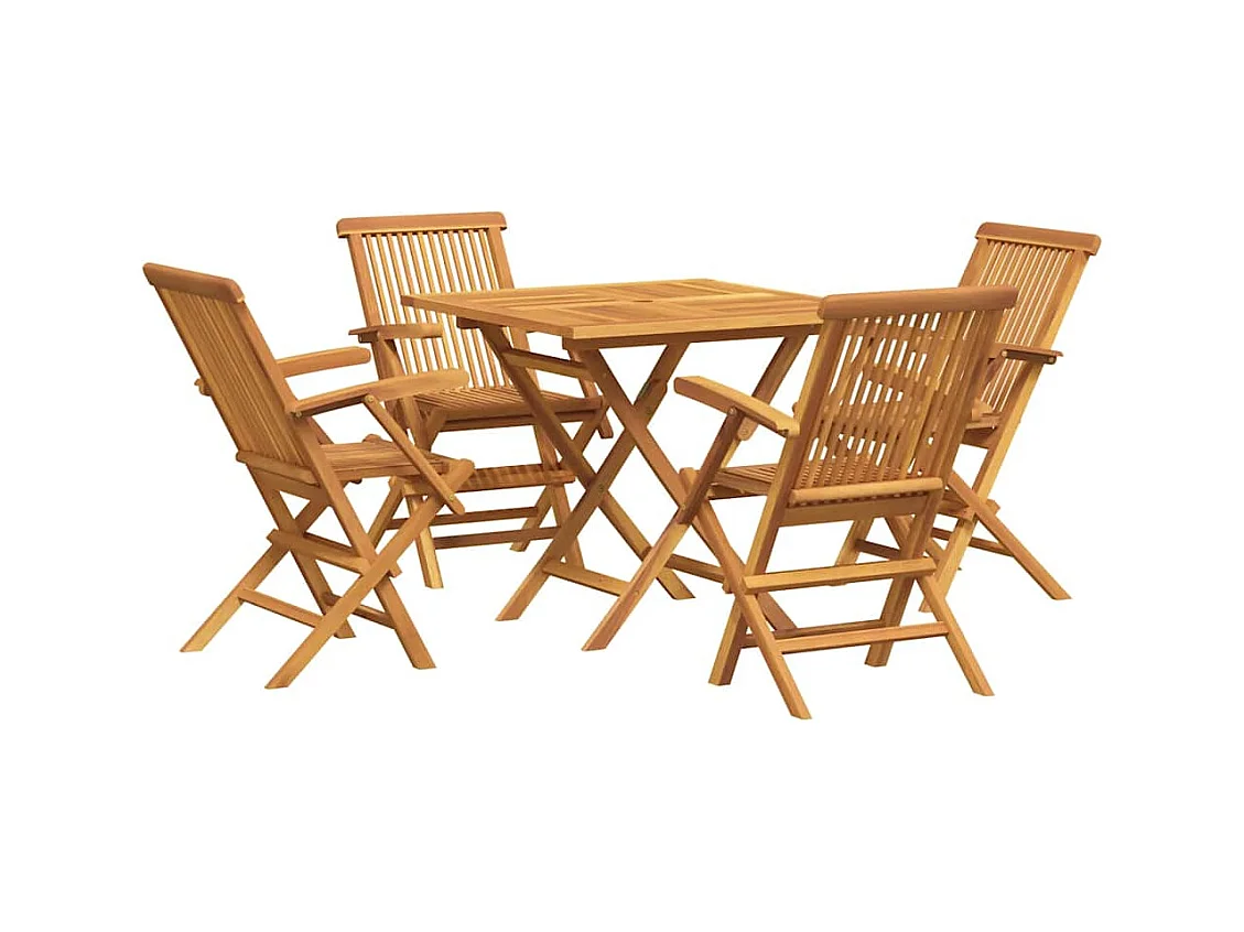 Cymir  Juego de comedor para jardín 5 piezas madera maciza teca