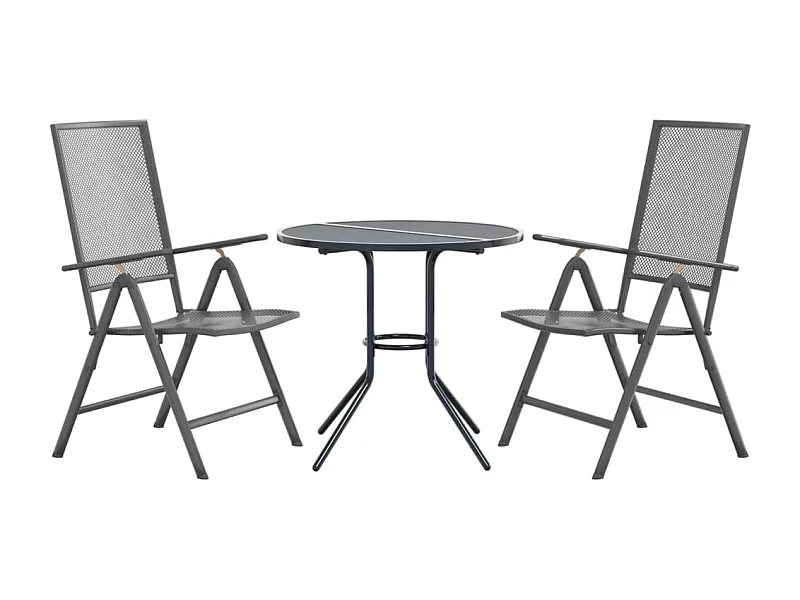 Bollène  Set de sillas jardín reclinables 3 piezas acero antracita