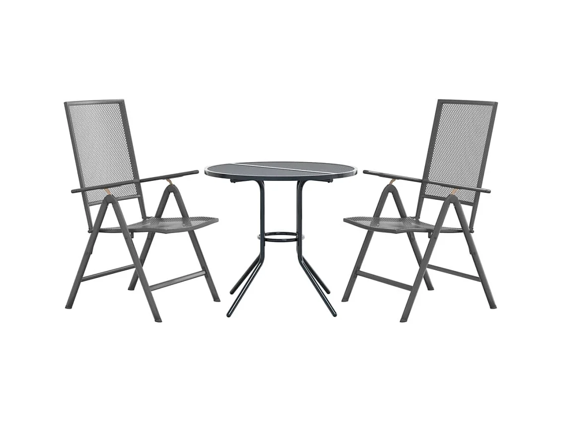 Bollène  Ensemble de chaises de jardin inclinables 3 pcs anthracite