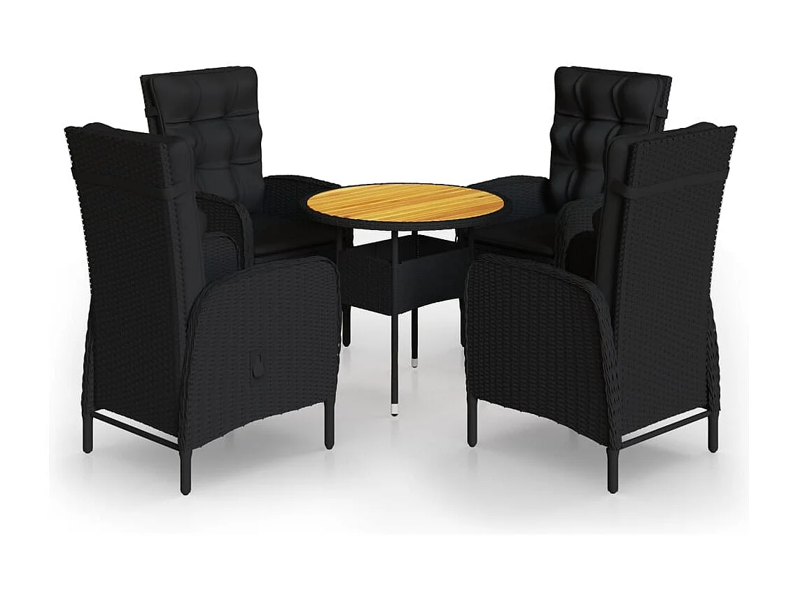 Ortona  5-delige Tuinset poly rattan zwart