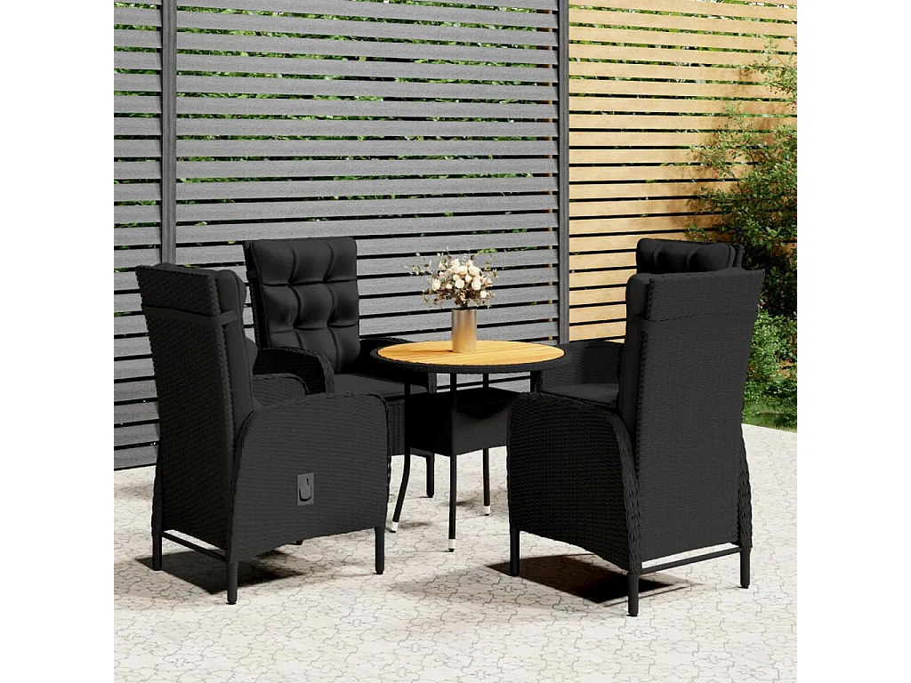 Ortona  5-delige Tuinset poly rattan zwart