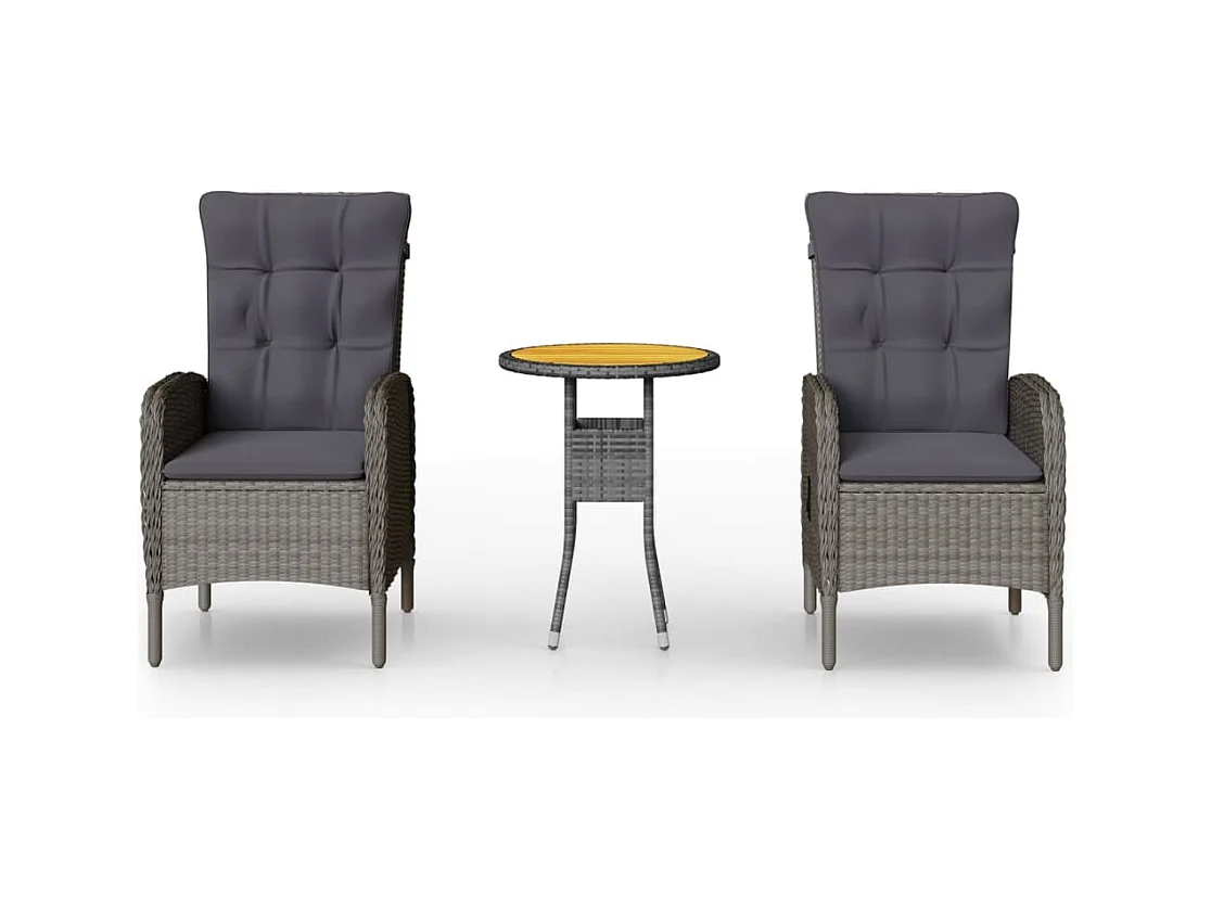 Ortona  Juego de comedor para jardín 3 piezas ratán sintético gris