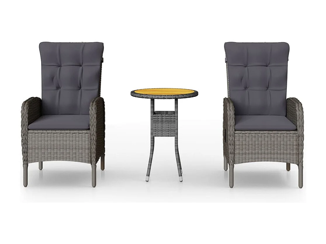 Ortona  Ensemble de bistro de jardin 3 pcs Résine tressée Gris