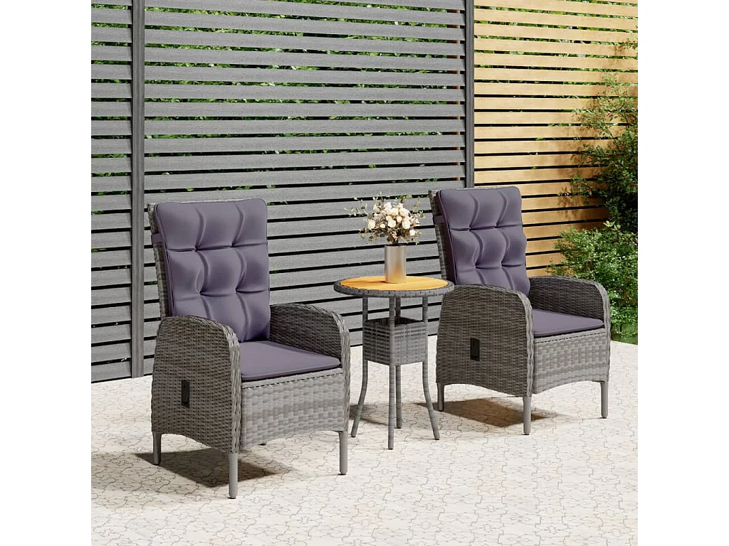 Ortona  Ensemble de bistro de jardin 3 pcs Résine tressée Gris