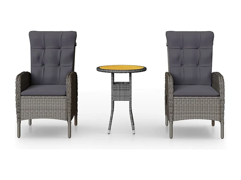 Ortona  3-delige Tuinset poly rattan grijs