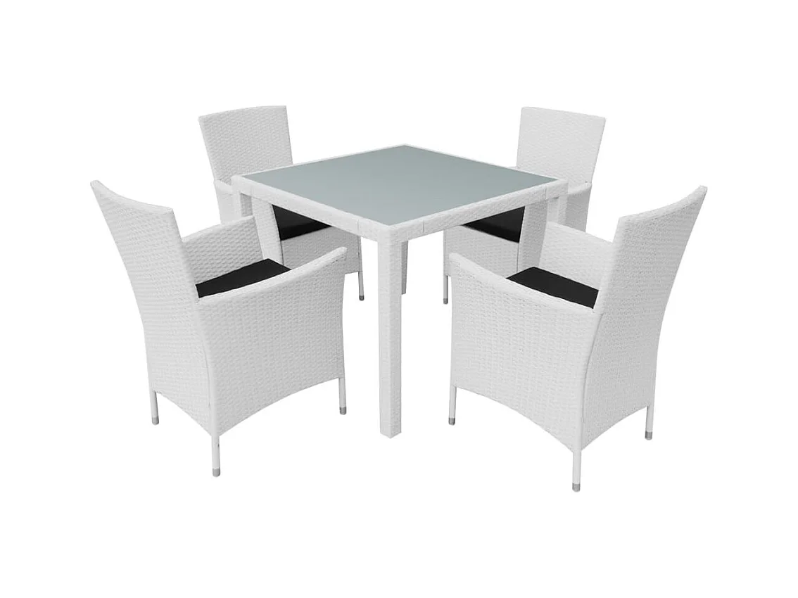 Fea  Salon de jardin 5 pcs Résine tressée Blanc-crème