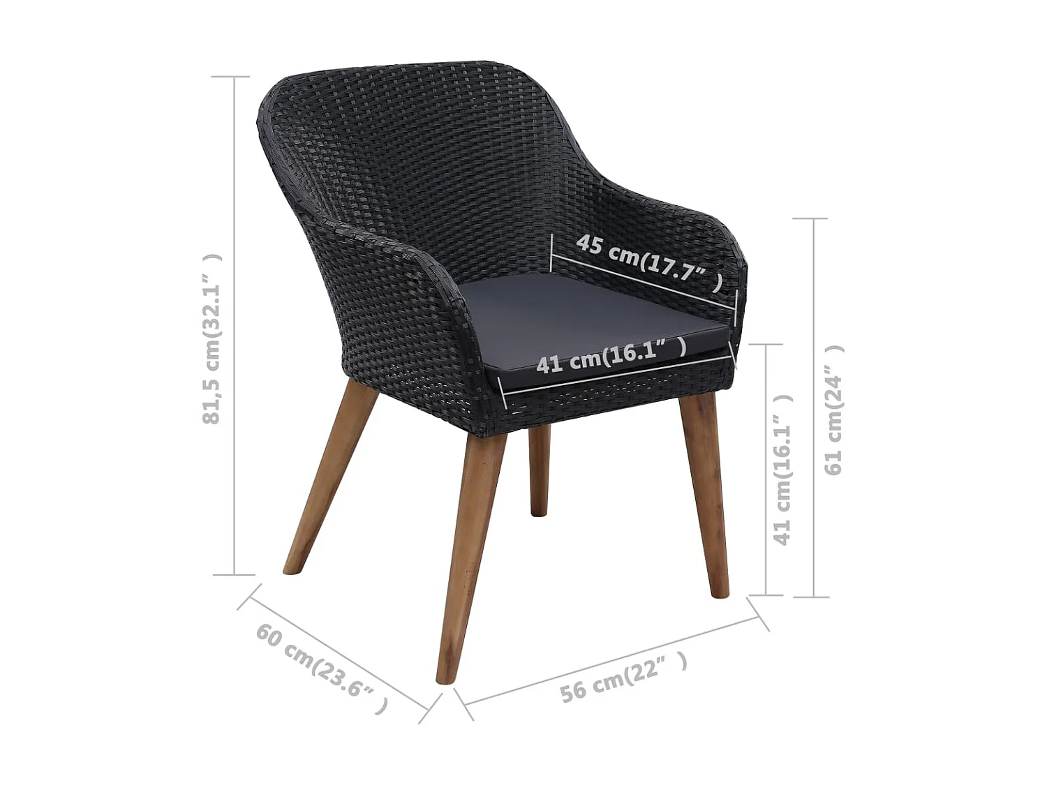 Garden Furniture -  7-delige Tuinset met kussens poly rattan zwart