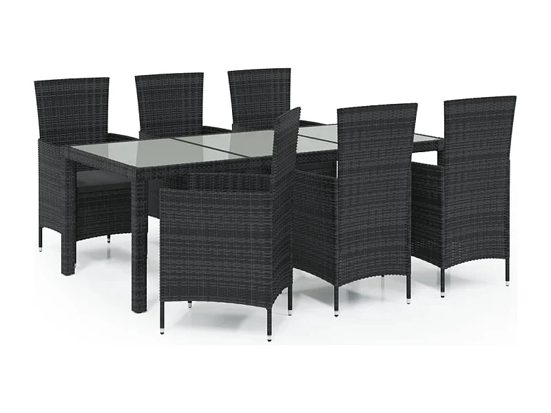 Ewald  Salon de jardin 7 pcs avec coussins résine tressée noir