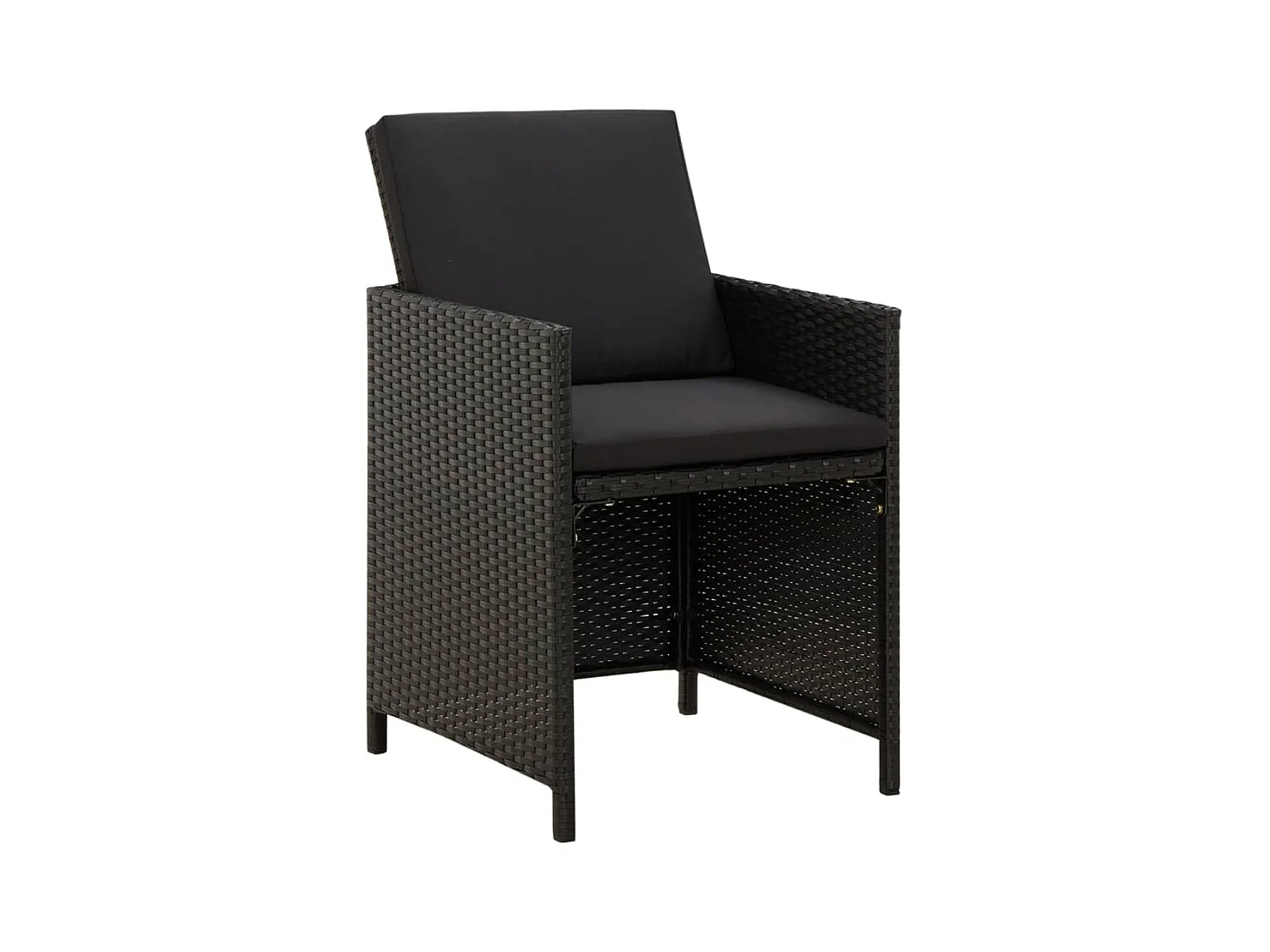 Hugo  Ensemble à dîner de jardin avec coussins 5 pcs poly rotin noir