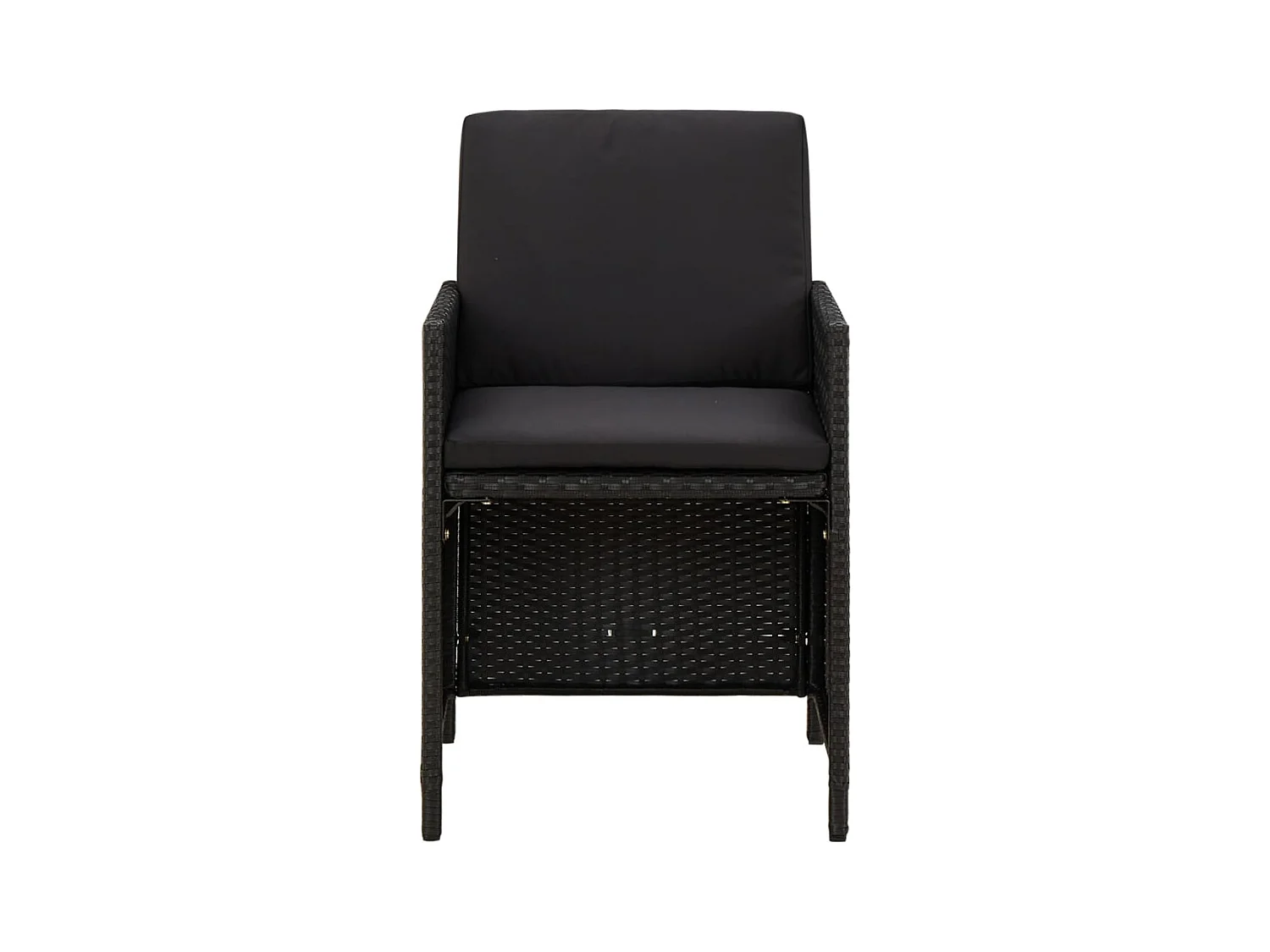 Hugo  Ensemble à dîner de jardin avec coussins 5 pcs poly rotin noir