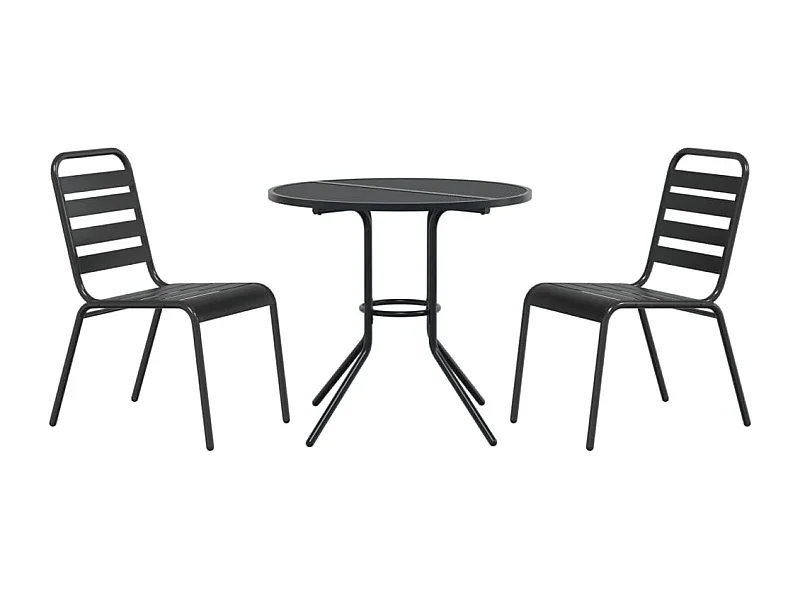 Miraya  Ensemble de chaises de jardin empilables 3 pcs anthracite